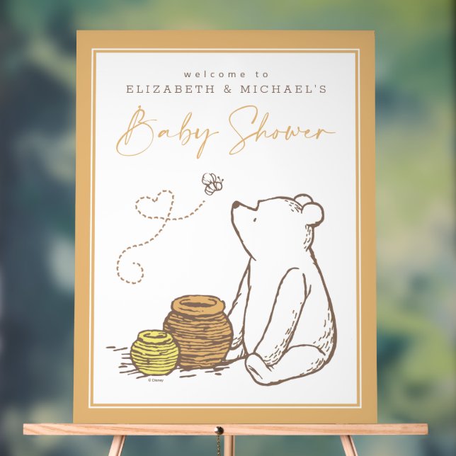 Classic Winnie the Pooh Baby Shower Welcome Sign (Neutral)