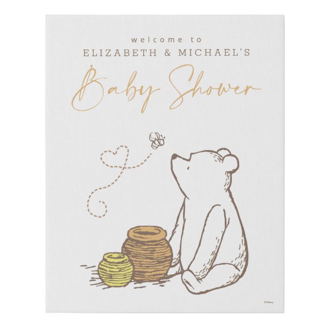 Classic Winnie the Pooh Baby Shower Welcome Sign (Front)