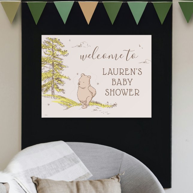 Classic Winnie the Pooh Baby Shower Welcome Sign (Sign on wall)