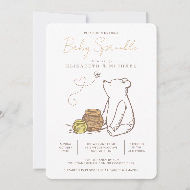 Classic Winnie the Pooh Baby Sprinkle Invitation