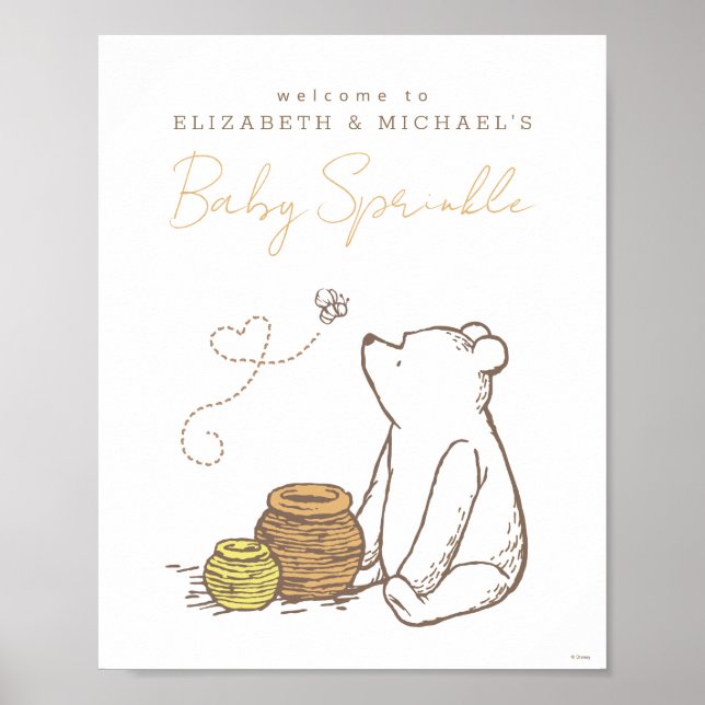 Classic Winnie the Pooh Baby Sprinkle Welcome Sign (Front)