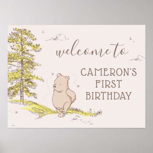 Classic Winnie the Pooh Birthday Welcome Sign