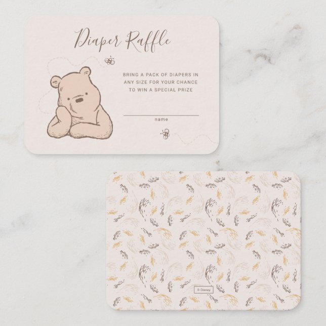 Classic Winnie the Pooh Books Diaper Raffle Place Card (Front/Back)