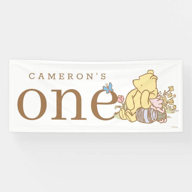 Classic Winnie-the-Pooh First Birthday Banner (Horizontal)