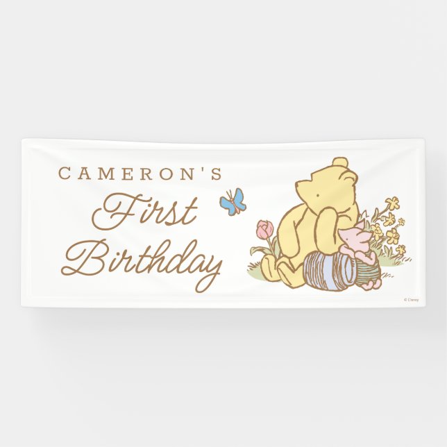 Classic Winnie-the-Pooh First Birthday Banner (Horizontal)