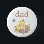 Classic Winnie-the-Pooh First Birthday Button<br><div class="desc">Celebrate your child's special day with this charming Winnie-the-Pooh "Dad" button. Featuring a timeless illustration of Pooh and Piglet, this button is a perfect accessory for any father to wear at their little one's birthday party. It's a sweet and memorable detail that complements the party theme and makes the dad...</div>