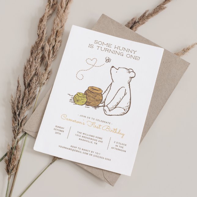 Classic Winnie the Pooh First Birthday Invitation (Creator Uploaded)