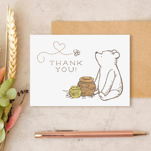 Classic Winnie the Pooh First Birthday Letterpress Thank You Card