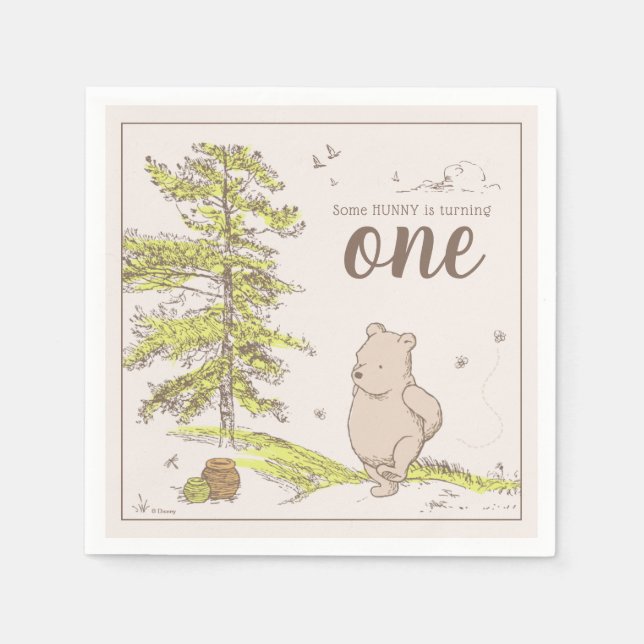 Classic Winnie the Pooh | First Birthday Napkins (Front)