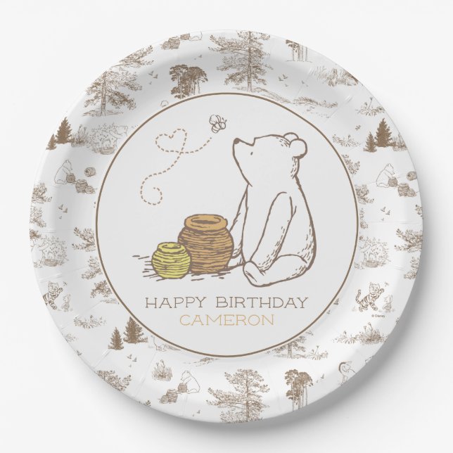Classic Winnie the Pooh First Birthday  Paper Plates (Front)