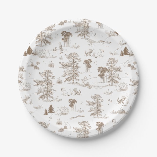 Classic Winnie the Pooh First Birthday  Paper Plates (Front)