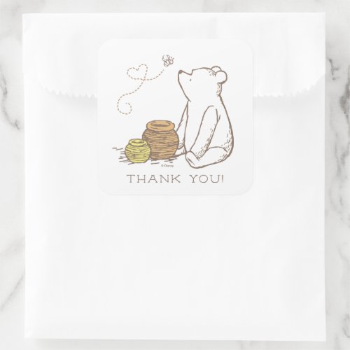 Classic Winnie the Pooh First Birthday Thank You Square Sticker
