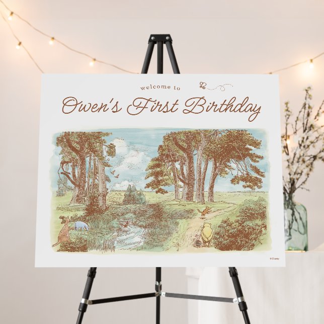 Classic Winnie the Pooh First Birthday Welcome Foam Board (In Situ (Stand))