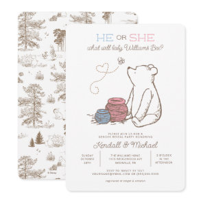 Classic Winnie the Pooh Gender Reveal Baby Shower Invitation