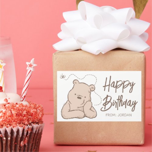 Classic Winnie the Pooh  Happy Birthday Gift Rectangular Sticker