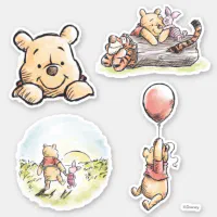 Classic Winnie the Pooh Illustrated Sticker, Zazzle