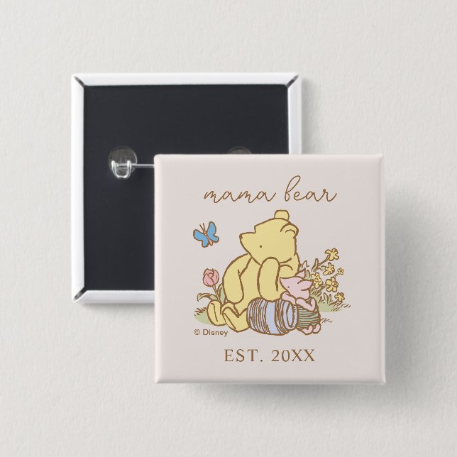 Classic Winnie the Pooh | Mama Bear - New Mom Button (Front & Back)