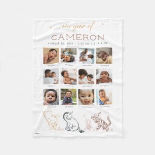 Classic Winnie the Pooh   One Year of - 12 Months Fleece Blanket