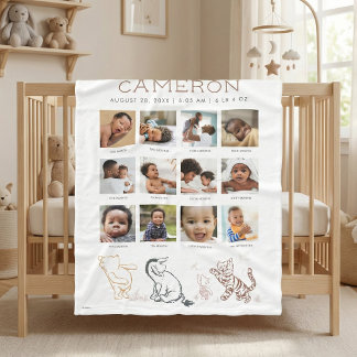 Classic Winnie the Pooh | One Year of - 12 Months Fleece Blanket