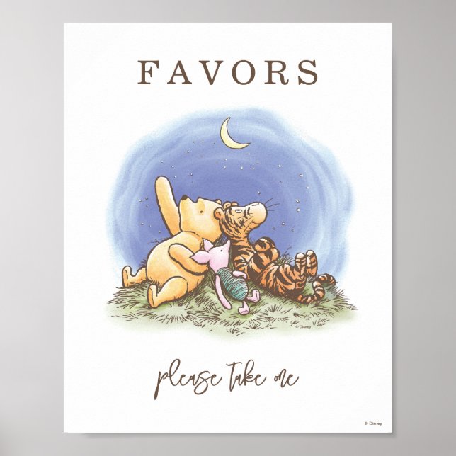Classic Winnie The Pooh Over the Moon Baby Shower  Poster (Front)