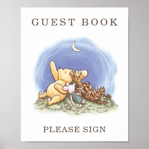 Classic Winnie The Pooh Over the Moon Baby Shower  Poster