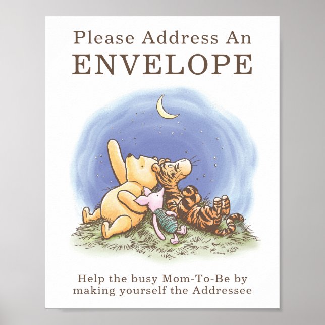 Classic Winnie The Pooh Over the Moon Baby Shower  Poster (Front)