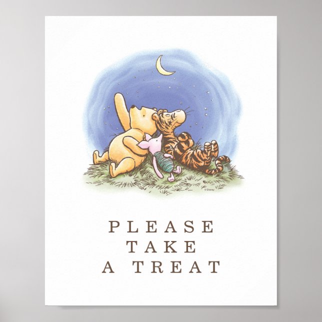 Classic Winnie The Pooh Over the Moon Baby Shower  Poster (Front)