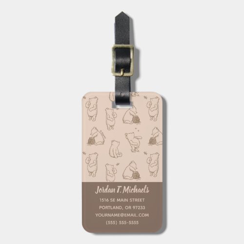 Classic Winnie the Pooh Pattern Luggage Tag