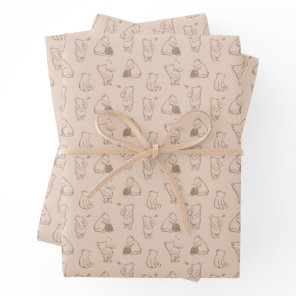 Classic Winnie the Pooh Pattern Wrapping Paper Sheets