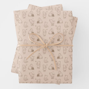 Classic Winnie the Pooh Pattern Wrapping Paper Sheets