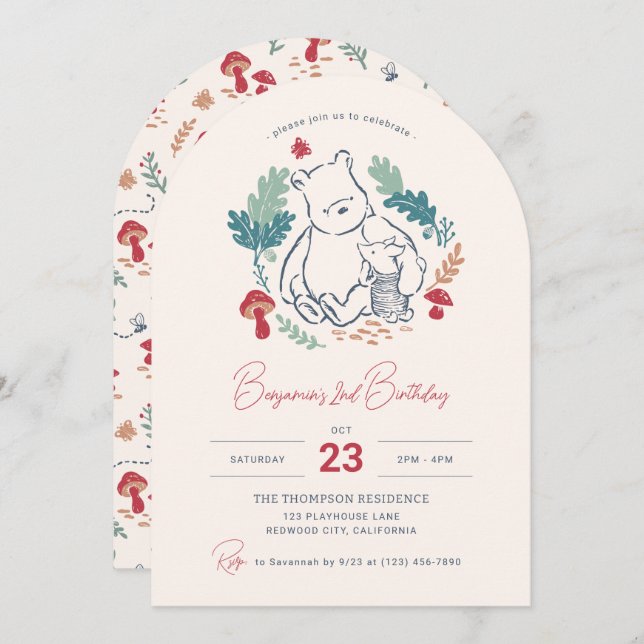 Classic Winnie the Pooh & Piglet Invitation (Front/Back)