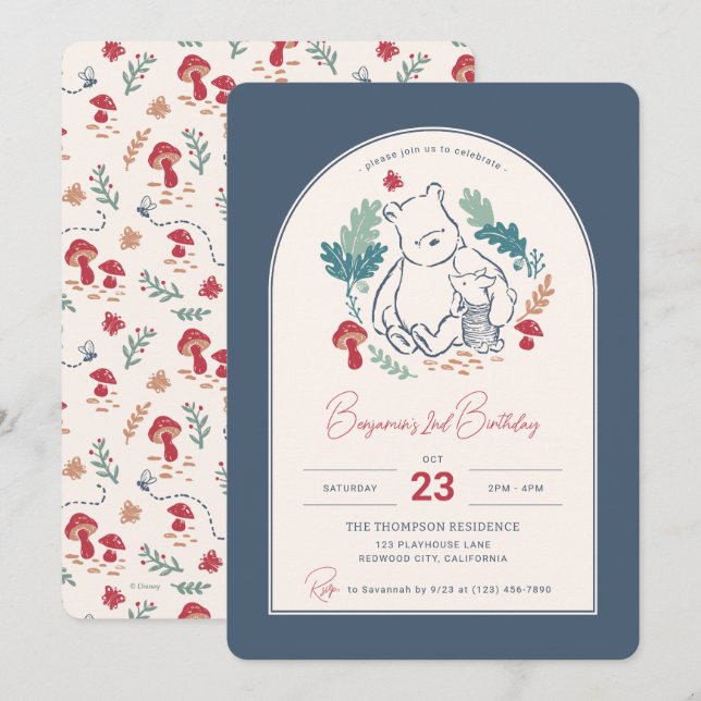 Classic Winnie the Pooh & Piglet Invitation (Front/Back)