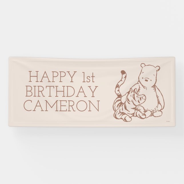 Classic Winnie the Pooh & Tigger First Birthday Banner (Horizontal)