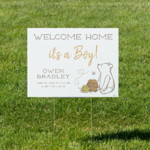 Classic Winnie the Pooh Welcome Baby Sign