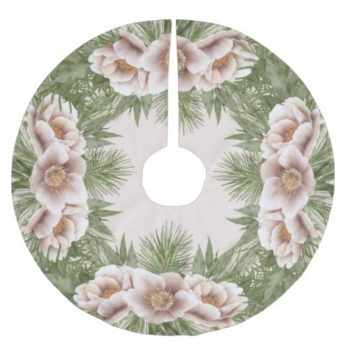 Classic Winter Blush Pink Floral Tree Skirt