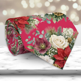 Classic Winter Botanical Festive Christmas Neck Tie