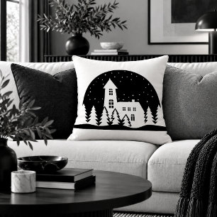 Classic Winter Christmas Scene Decorative Pillow A