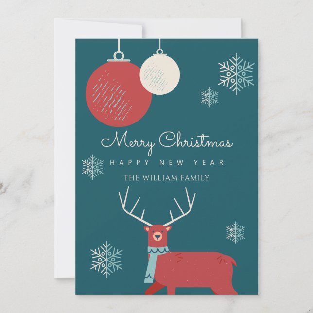 Classic Winter deer christmas Holiday Card (Front)
