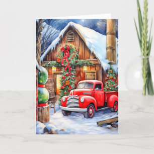 Classic Winter Farmhouse Merry Christmas Holiday Card