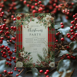 Classic Winter Florals Christmas Invitation