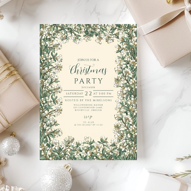 Classic Winter Greenery Christmas Invitation (Creator Uploaded)