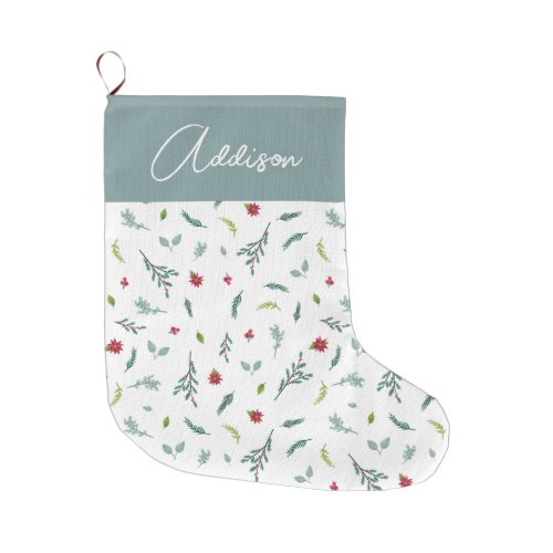  Classic Winter Holiday Monogram Christmas Large Christmas Stocking