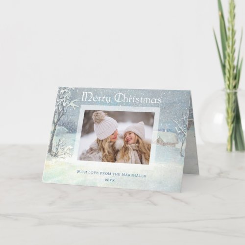 Classic Winter Merry Christmas Snow Photo Holiday Card