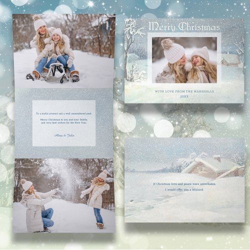 Classic Winter Merry Christmas Snow Photo Tri_Fold Holiday Card