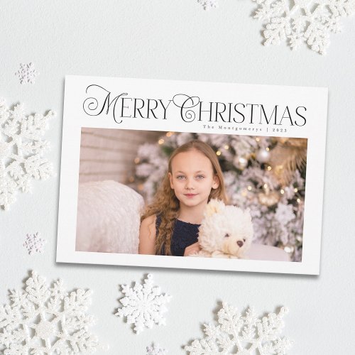 Classic Winter Navy Blue Holiday Multi Photo Card