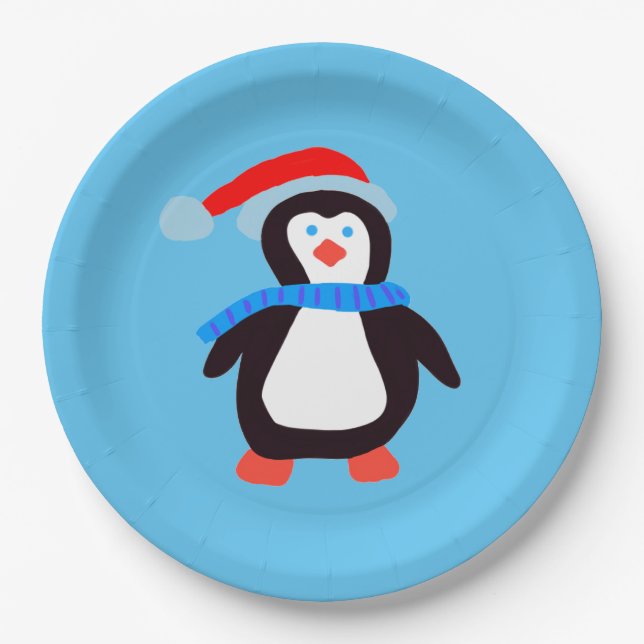 Classic Winter Penguin  Paper Plates (Front)