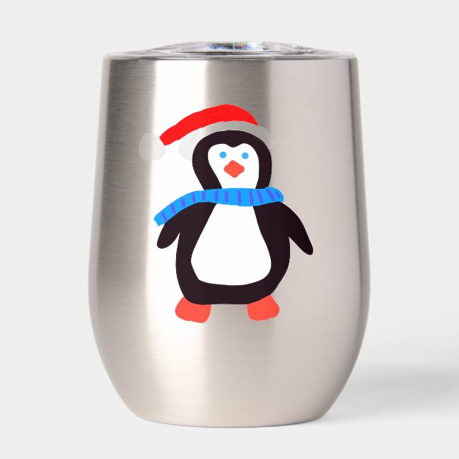 Classic Winter Penguin  Thermal Wine Tumbler (Front)