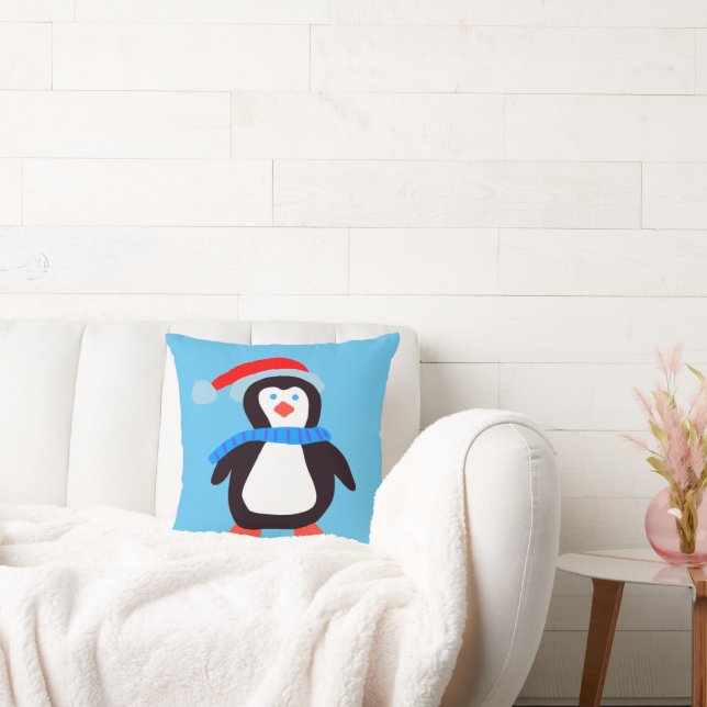 Classic Winter Penguin  Throw Pillow (Couch)