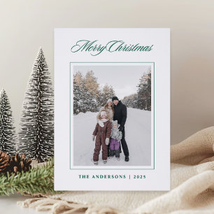 Classic Winter Pine Branches Christmas Letterpress Photo Cards
