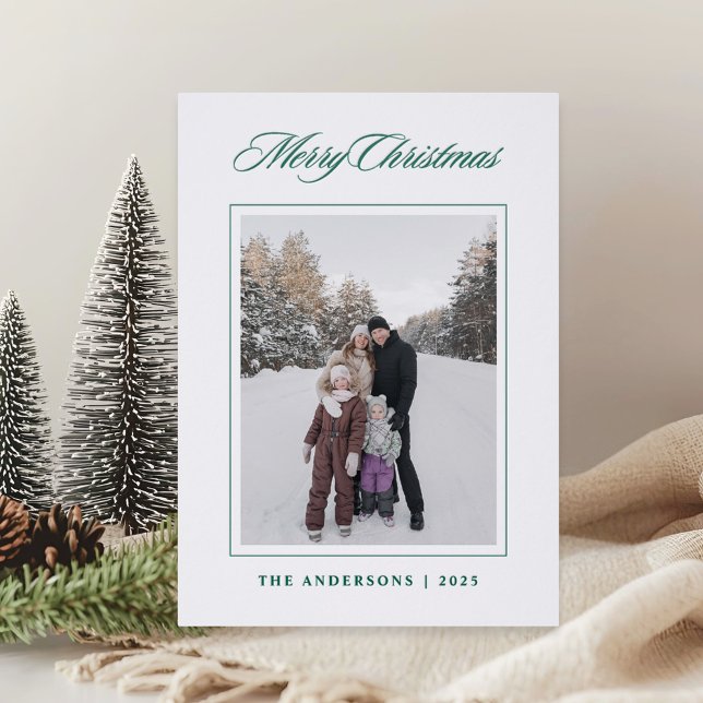 Classic Winter Pine Branches Christmas Letterpress Photo Cards (Creator Uploaded)